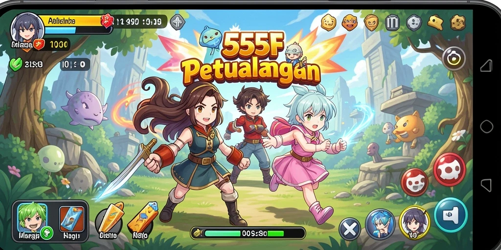 Tampilan gameplay seru di dunia anime yang berkualitas tinggi.