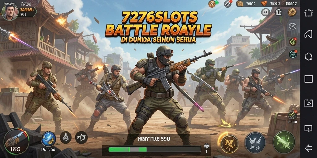 Tampilan gameplay seru di 7276SLOTS dengan aksi Battle Royale yang intens.