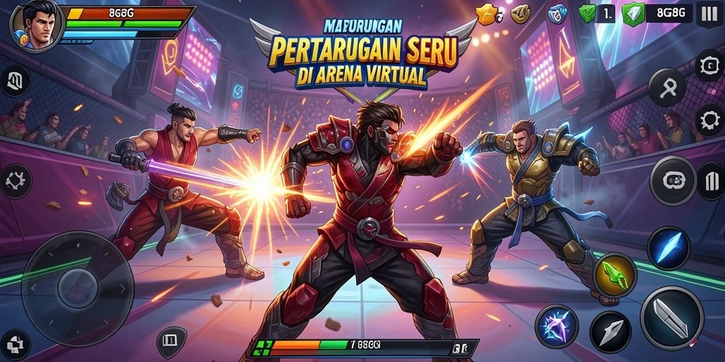 Screenshot 8G8G menampilkan aksi pertarungan yang intens dan seru.
