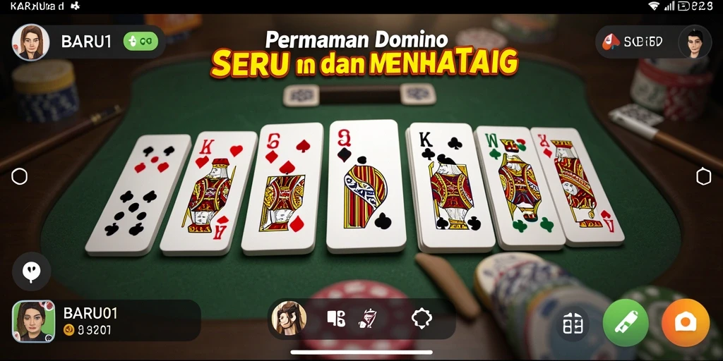 Tampilan screenshot utama BARU01 menampilkan momen seru permainan Domino.