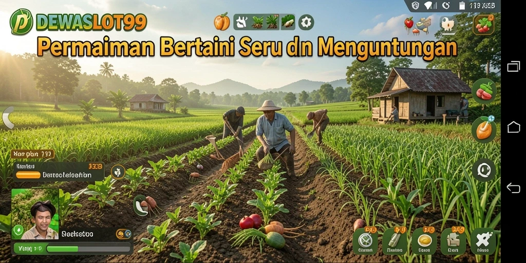 Screenshot DEWASLOT99 menampilkan gameplay bertani yang seru dan menarik.