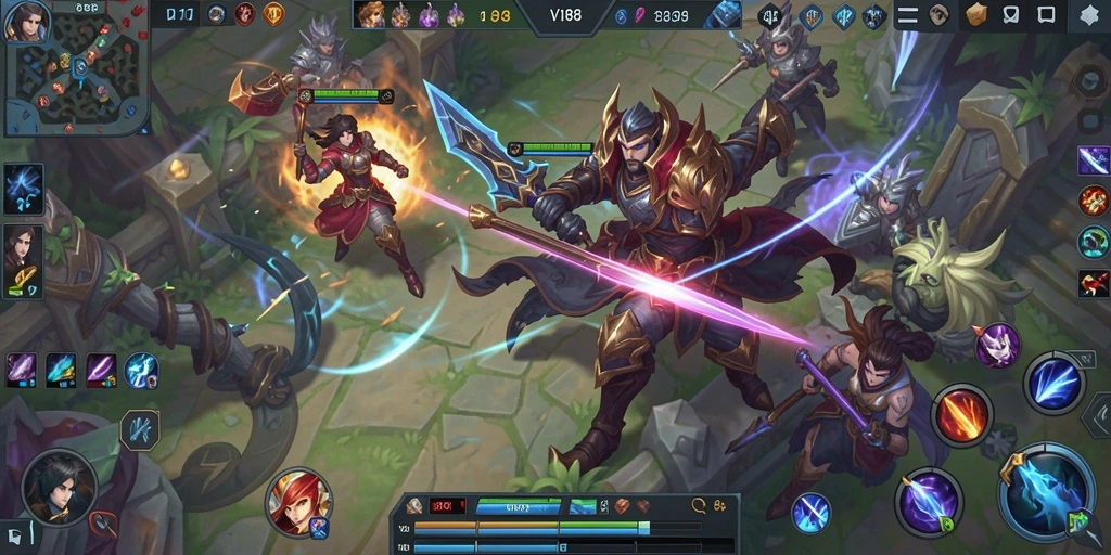 Gameplay intens di arena pertarungan MOBA