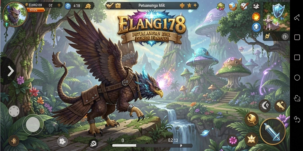 Screenshot utama ELANG178 menampilkan pertempuran epik dalam dunia RPG yang menakjubkan.
