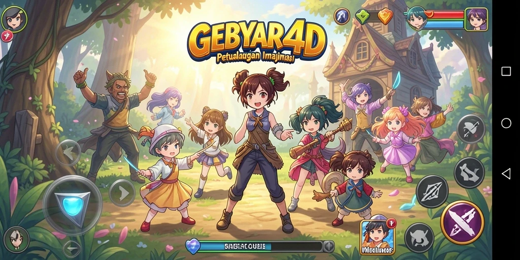 Screenshot GEBYAR4D menampilkan aksi seru dalam dunia anime.