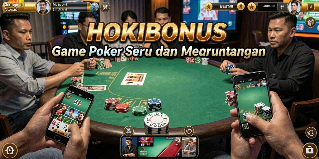 Screenshot gameplay HOKIBONUS yang menunjukkan aksi seru permainan poker.