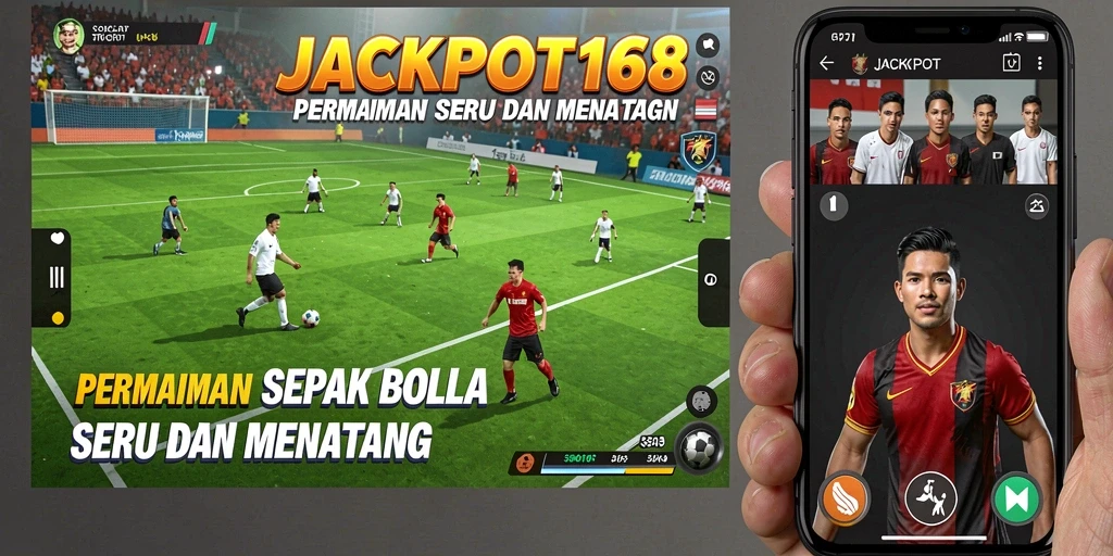 Screenshot menampilkan aksi seru dalam permainan sepak bola.