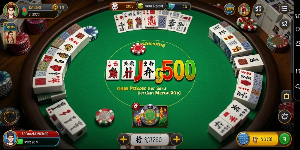 Tampilan utama gameplay Poker di MAHJONG500 yang menarik.