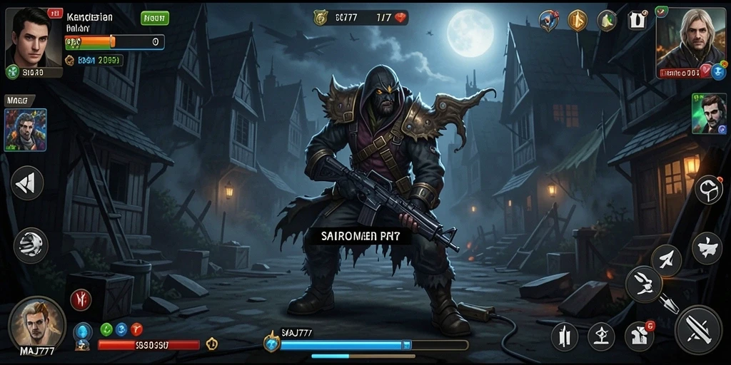 Tampilan gameplay menyeramkan dari MAJ777 dengan makhluk menakutkan.