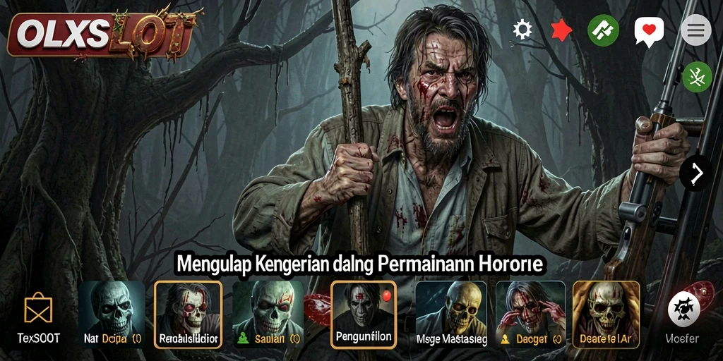 Screenshot gameplay OLXSLOT dengan suasana horor yang mendebarkan.
