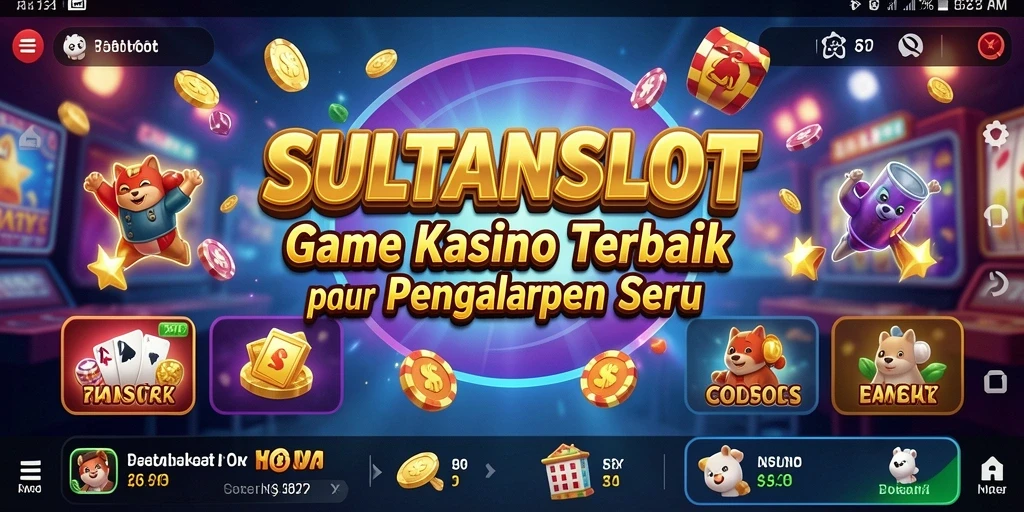 Gambaran menarik gameplay SULTANSLOT dengan slot dan tabel permainan Kasino.