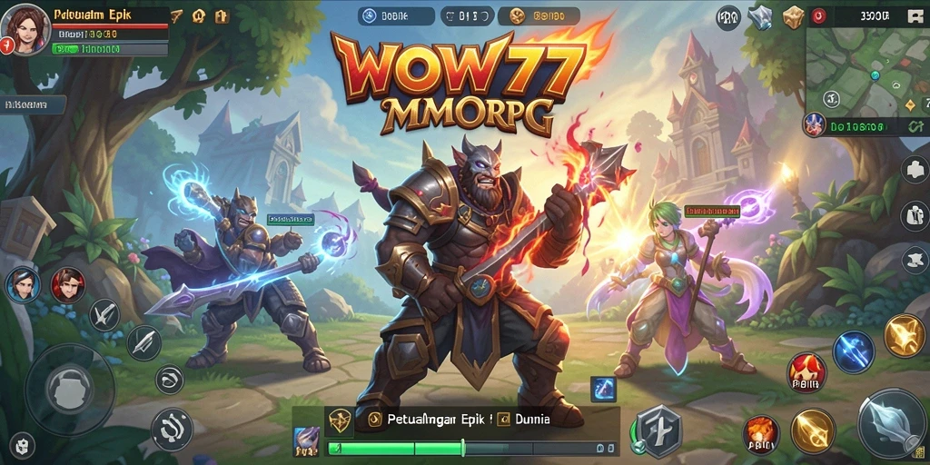 Gameplay WOW77 menampilkan pertempuran seru di dunia MMORPG